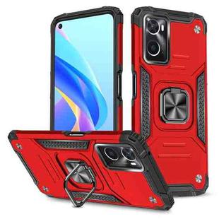 For OPPO A36 / A76 Magnetic Armor Shockproof TPU + PC Phone Case with Metal Ring Holder(Red)