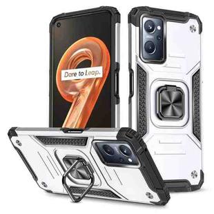 For Realme 9i Magnetic Armor Shockproof TPU + PC Phone Case with Metal Ring Holder(Silver)