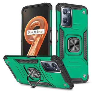 For Realme 9i Magnetic Armor Shockproof TPU + PC Phone Case with Metal Ring Holder(Dark Green)
