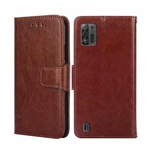 For ZTE Blade A52 Lite Crystal Texture Horizontal Flip Leather Phone Case(Brown)