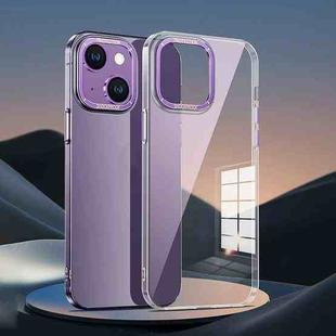 For iPhone 14 Metal Lens Ring Clear PC Phone Case(Deep Purple)
