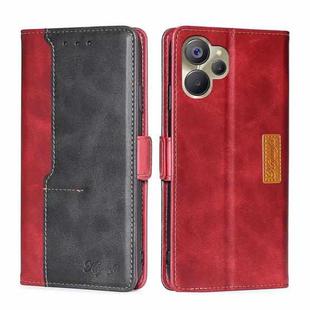 For Realme 9i 5G Global/10 5G Contrast Color Side Buckle Leather Phone Case(Red+Black)