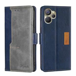 For Realme 9i 5G Global/10 5G Contrast Color Side Buckle Leather Phone Case(Blue+Grey)