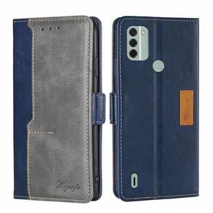 For Nokia C31 Contrast Color Side Buckle Leather Phone Case(Blue+Grey)