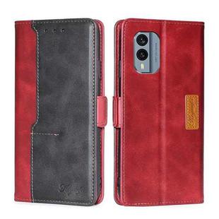 For Nokia X30 5G Contrast Color Side Buckle Leather Phone Case(Red+Black)