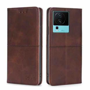 For vivo iQOO Neo7 Cow Texture Magnetic Leather Phone Case(Dark Brown)