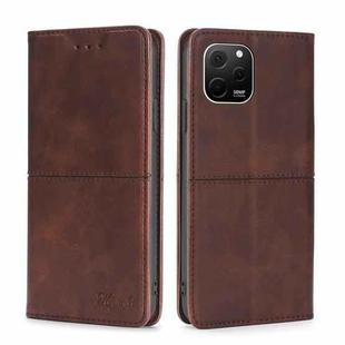 For Huawei nova Y61 Cow Texture Magnetic Leather Phone Case(Dark Brown)