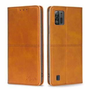 For ZTE Blade A52 Lite Cow Texture Magnetic Leather Phone Case(Light Brown)