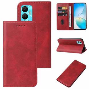 For Infinix Hot 12 India Magnetic Closure Leather Phone Case(Red)