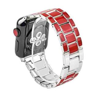 For Apple Watch 5 & 4 40mm / 3 & 2 & 1 38mm Epoxy Metal Watch Band(Red Silver)