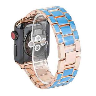 For Apple Watch 5 & 4 40mm / 3 & 2 & 1 38mm Epoxy Metal Watch Band(Blue Gold)