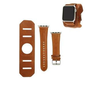 For Apple Watch 5 & 4 44mm / 3 & 2 & 1 42mm Crazy Horse Texture Bracelet Watch Band(Light Brown)