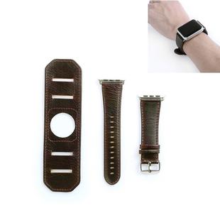 For Apple Watch 5 & 4 44mm / 3 & 2 & 1 42mm Crazy Horse Texture Bracelet Watch Band(Dark Brown)