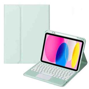 For iPad 10th Gen 10.9 2022 SA-10C Bluetooth Touch Keyboard Leather Tablet Case with Pen Slot(Light Green)
