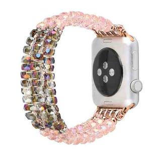 For Apple Watch 5 & 4 44mm / 3 & 2 & 1 42mm Pearl Crystal Watch Band(Crystal Pink)