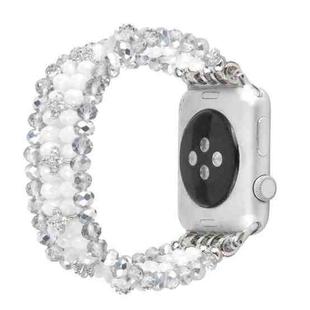 For Apple Watch 5 & 4 44mm / 3 & 2 & 1 42mm Pearl Crystal Watch Band(Crystal Porcelain White)