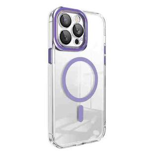 For iPhone 14 Plus Lens Protector MagSafe Phone Case(Purple)