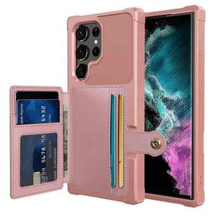 For Samsung Galaxy S23 Ultra 5G Magnetic Wallet Card Bag Leather Phone Case(Rose Gold)