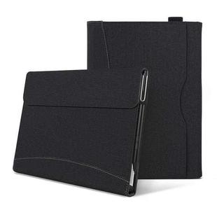 For Microsoft Surface Pro 7 / 6 / 5 / 4 Cloth Texture Stitching Leather Tablet Case(Black)