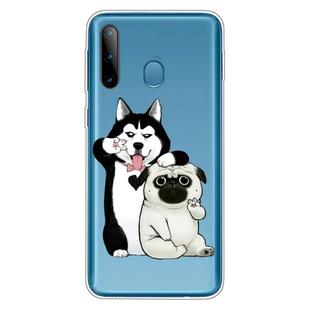 For Galaxy A11 / M11 Shockproof Painted Transparent TPU Protective Case(Selfie Dog)