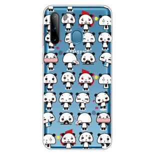 For Galaxy A21 Shockproof Painted Transparent TPU Protective Case(Mini Panda)