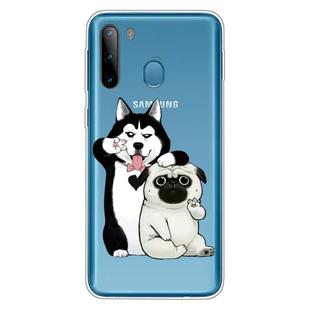 For Galaxy A21 Shockproof Painted Transparent TPU Protective Case(Selfie Dog)