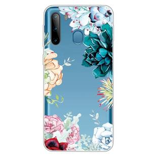 For Galaxy A21 Shockproof Painted Transparent TPU Protective Case(Gem Flower)