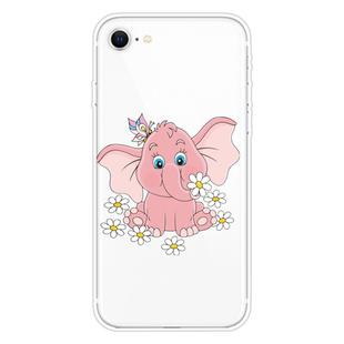 For iPhone SE 2022 / SE 2020 Shockproof Painted Transparent TPU Protective Case(Little Pink Elephant)