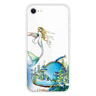 For iPhone SE 2022 / SE 2020 Shockproof Painted Transparent TPU Protective Case(Mermaid)