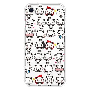 For iPhone SE 2022 / SE 2020 Shockproof Painted Transparent TPU Protective Case(Mini Panda)