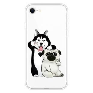 For iPhone SE 2022 / SE 2020 Shockproof Painted Transparent TPU Protective Case(Selfie Dog)