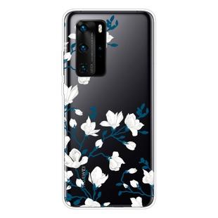 For Huawei P40 Shockproof Painted Transparent TPU Protective Case(Magnolia Flower)