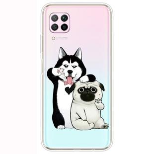 For Huawei P40 Lite Shockproof Painted Transparent TPU Protective Case(Selfie Dog)