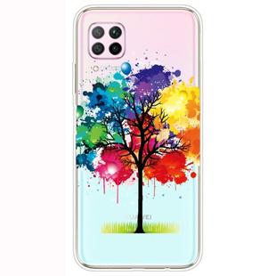 For Huawei P40 Lite Shockproof Painted Transparent TPU Protective Case(Oil Painting Tree)