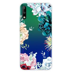 For Huawei P40 Lite E Shockproof Painted Transparent TPU Protective Case(Gem Flower)
