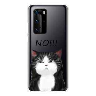 For Huawei P40 Pro Shockproof Painted Transparent TPU Protective Case(No Cat)