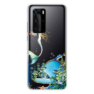 For Huawei P40 Pro Shockproof Painted Transparent TPU Protective Case(Mermaid)