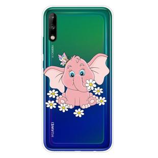 For Huawei Enjoy 10 Shockproof Painted Transparent TPU Protective Case(Little Pink Elephant)