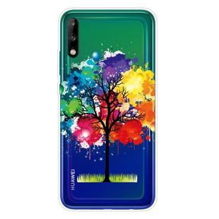 For Huawei Enjoy 10 Shockproof Painted Transparent TPU Protective Case(Oil Painting Tree)