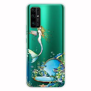 For Huawei Honor 30 Pro Shockproof Painted Transparent TPU Protective Case(Mermaid)