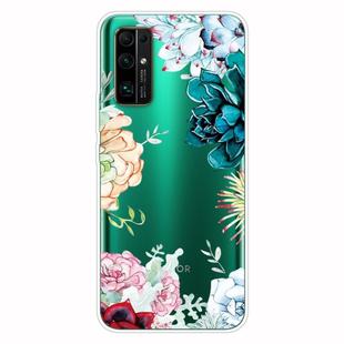 For Huawei Honor 30 Pro Shockproof Painted Transparent TPU Protective Case(Gem Flower)