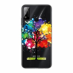 For Huawei Honor Play 4T Shockproof Painted Transparent TPU Protective Case(Oil Painting Tree)