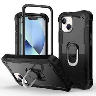 For iPhone 14 Two-color Ring Holder Phone Case(Black)