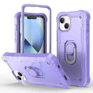 For iPhone 14 Two-color Ring Holder Phone Case(Purple)