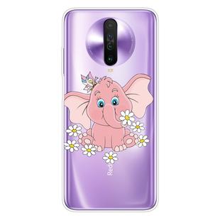 For Xiaomi Redmi K30 Shockproof Painted Transparent TPU Protective Case(Little Pink Elephant)