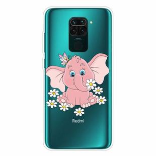 For Xiaomi Redmi Note 9 Shockproof Painted Transparent TPU Protective Case(Little Pink Elephant)