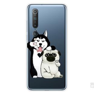 For Xiaomi Mi 10 5G Shockproof Painted Transparent TPU Protective Case(Selfie Dog)