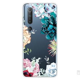 For Xiaomi Mi 10 5G Shockproof Painted Transparent TPU Protective Case(Gem Flower)