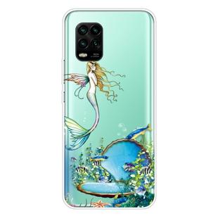 For Xiaomi Mi 10 Lite 5G Shockproof Painted Transparent TPU Protective Case(Mermaid)