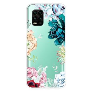 For Xiaomi Mi 10 Lite 5G Shockproof Painted Transparent TPU Protective Case(Gem Flower)